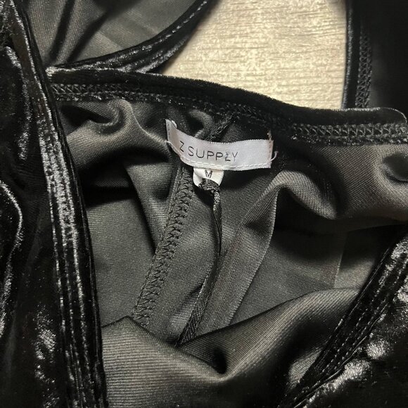 Z Supply Short Sleeve Scoop Neck Dress Mini Velvet Black NWT Women’s Size M - Picture 6 of 8